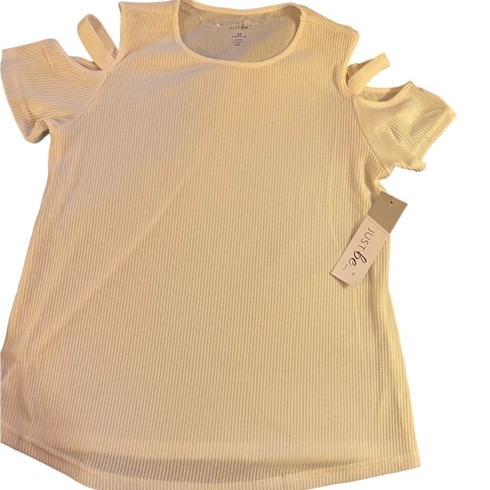 Woman’s designer shirt with cut out sleeves (NWT)